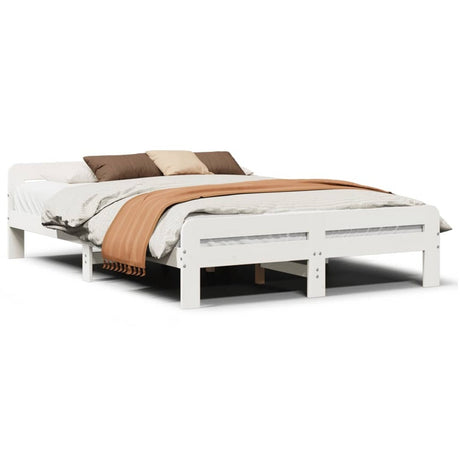 vidaXL Bed Frame without Mattress White 140x200 cm Solid Wood Pine