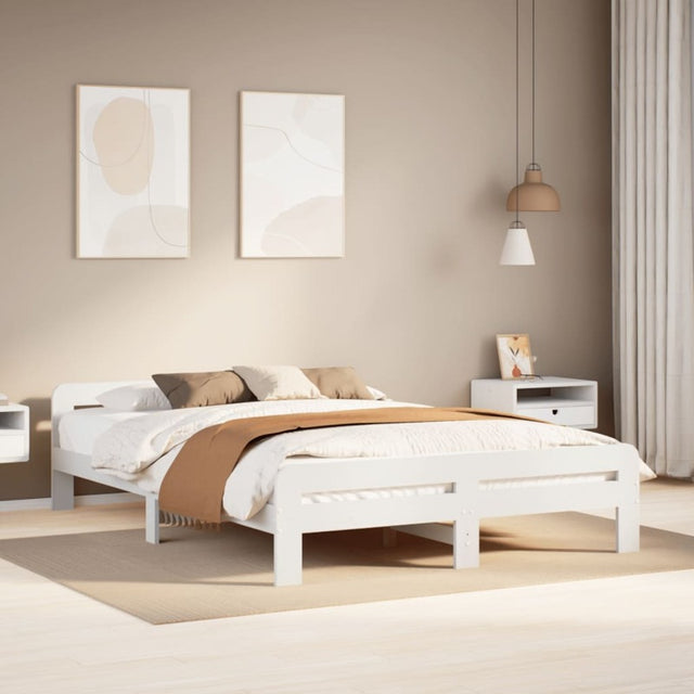 vidaXL Bed Frame without Mattress White 140x200 cm Solid Wood Pine