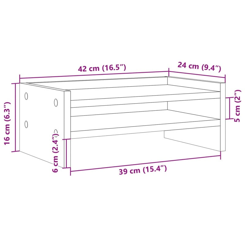 vidaXL Monitor Stand Sonoma Oak 42x24x16 cm Engineered Wood