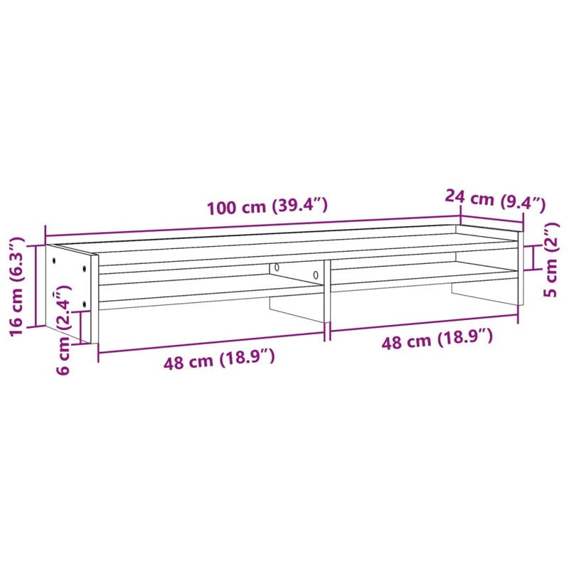 vidaXL Monitor Stand White 100x24x16 cm Engineered Wood