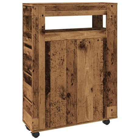 vidaXL Narrow Bathroom Cabinet with Wheels Old Wood Engineered Wood