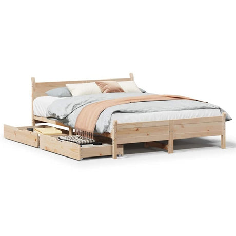 vidaXL Bed Frame without Mattress 150x200 cm King Size Solid Wood Pine