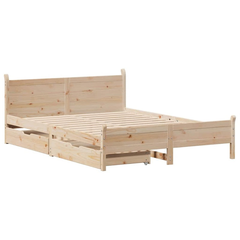 vidaXL Bed Frame without Mattress 150x200 cm King Size Solid Wood Pine