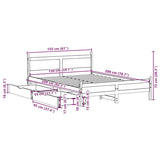 vidaXL Bed Frame without Mattress 150x200 cm King Size Solid Wood Pine