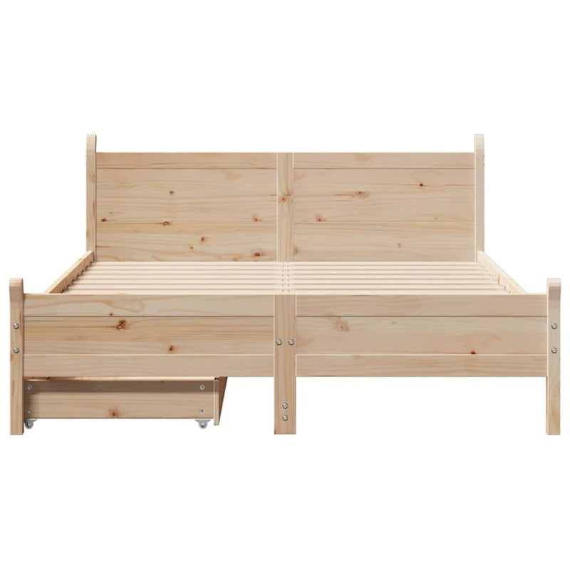 vidaXL Bed Frame without Mattress 150x200 cm King Size Solid Wood Pine