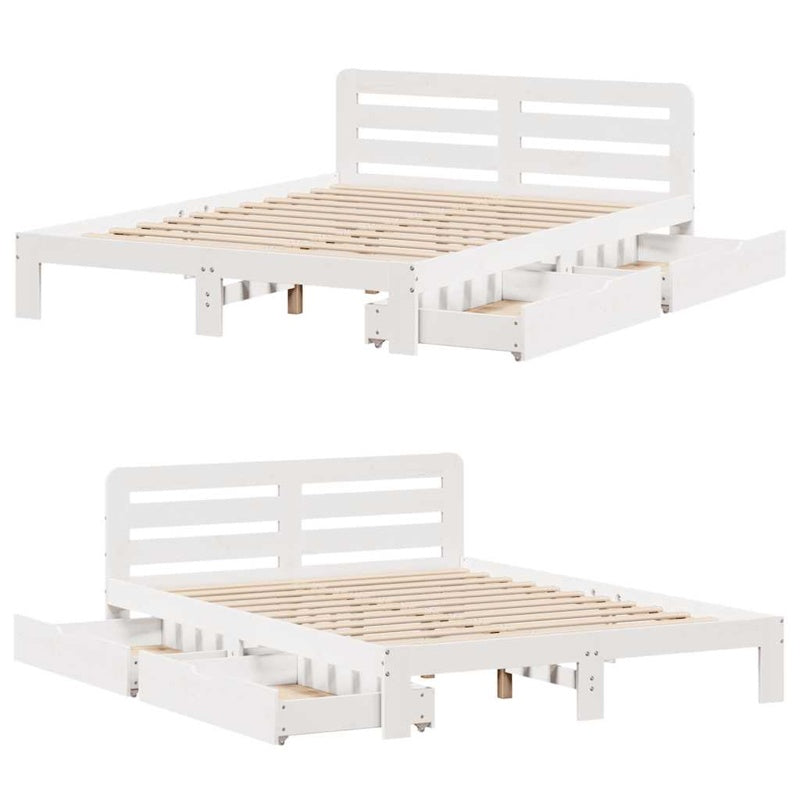 vidaXL Bed Frame without Mattress White 120x190 cm Small Double Solid Wood Pine