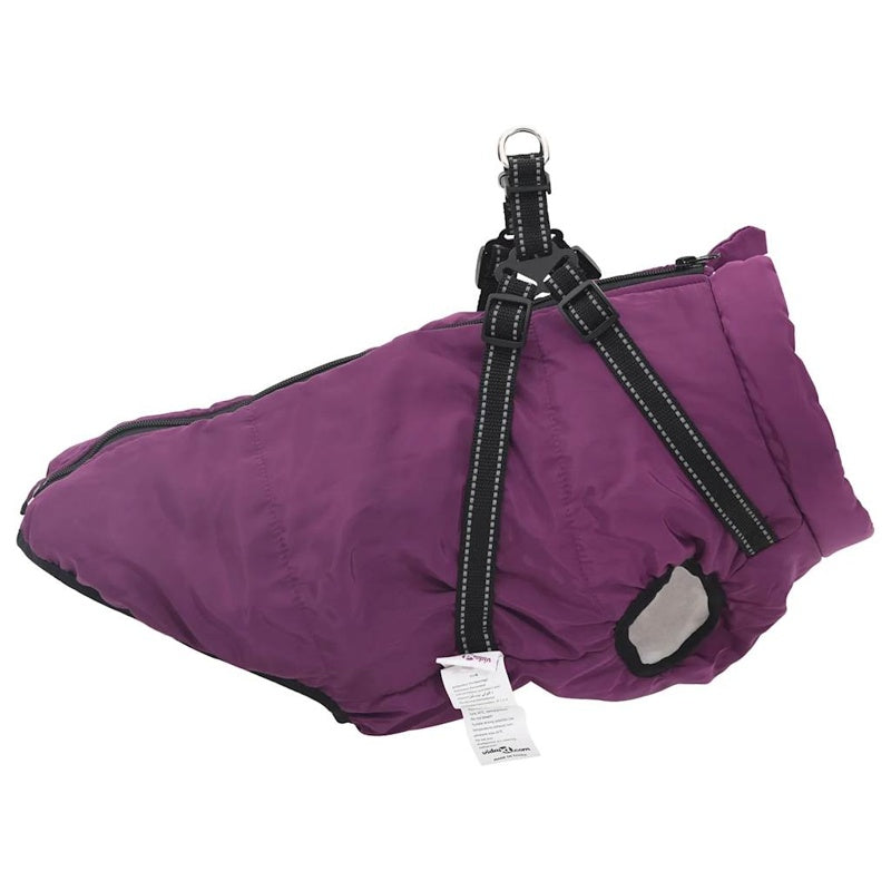 vidaXL Dog Coat with Harness Waterproof Reflective Purple 6XL