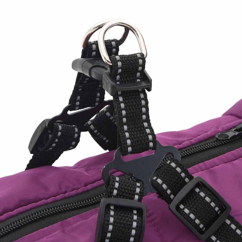 vidaXL Dog Coat with Harness Waterproof Reflective Purple 6XL