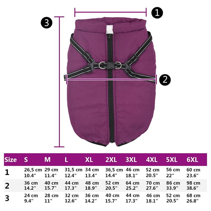 vidaXL Dog Coat with Harness Waterproof Reflective Purple 6XL