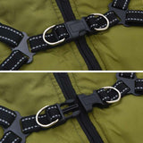 vidaXL Dog Coat with Harness Waterproof Reflective Army Green S