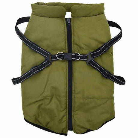 vidaXL Dog Coat with Harness Waterproof Reflective Army Green 3XL