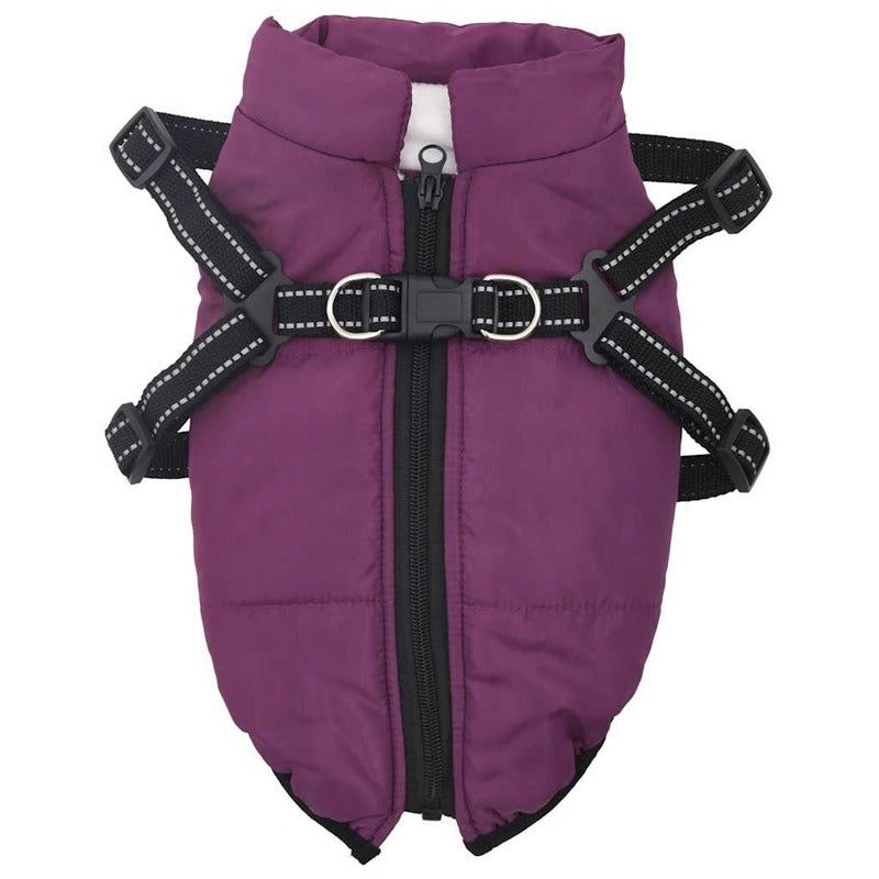 vidaXL Dog Coat with Harness Waterproof Reflective Purple XL