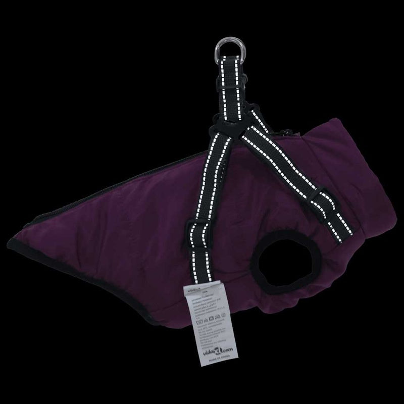 vidaXL Dog Coat with Harness Waterproof Reflective Purple XL