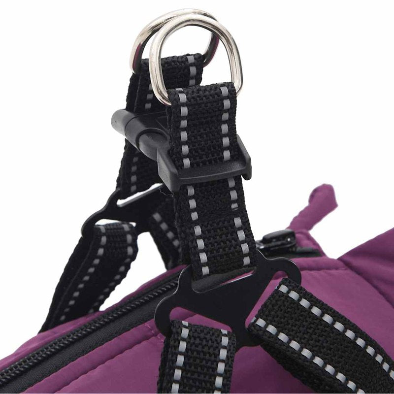 vidaXL Dog Coat with Harness Waterproof Reflective Purple XL