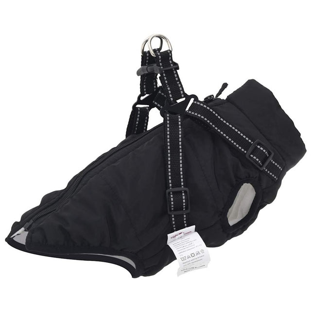 vidaXL Dog Coat with Harness Waterproof Reflective Black M