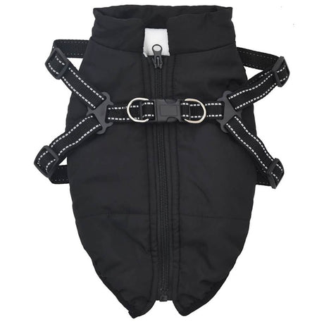 vidaXL Dog Coat with Harness Waterproof Reflective Black M