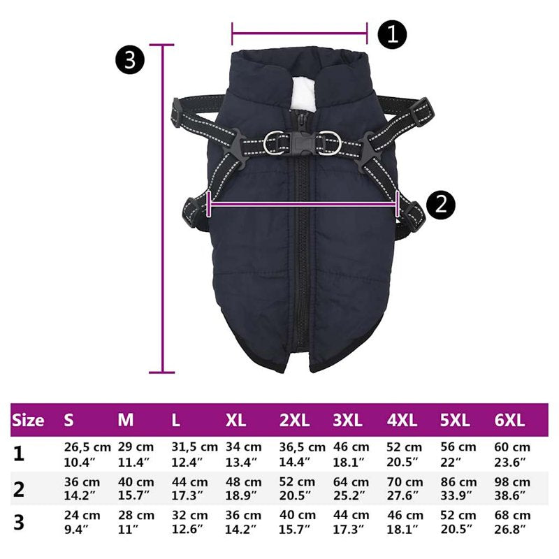 vidaXL Dog Coat with Harness Waterproof Reflective Navy Blue L