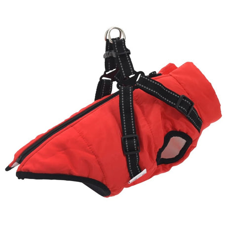 vidaXL Dog Coat with Harness Waterproof Reflective Red M