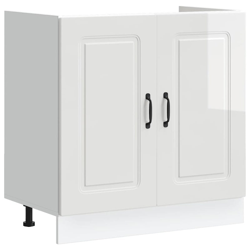 vidaXL Sink Base Cabinet Kalmar High Gloss White 80x46x81.5 cm Engineered Wood