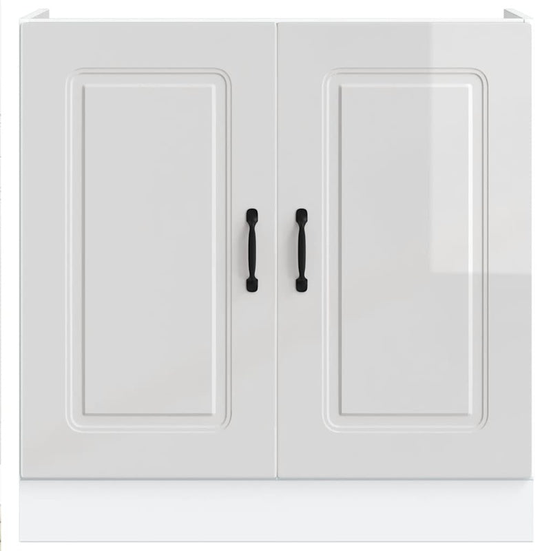 vidaXL Sink Base Cabinet Kalmar High Gloss White 80x46x81.5 cm Engineered Wood