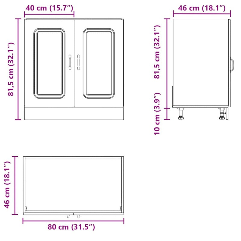 vidaXL Sink Base Cabinet Kalmar High Gloss White 80x46x81.5 cm Engineered Wood