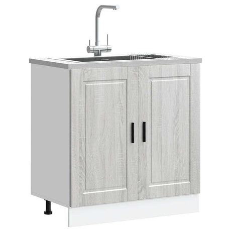 vidaXL Sink Base Cabinet "Porto" Grey Sonoma 80x46x81.5 cm Engineered Wood