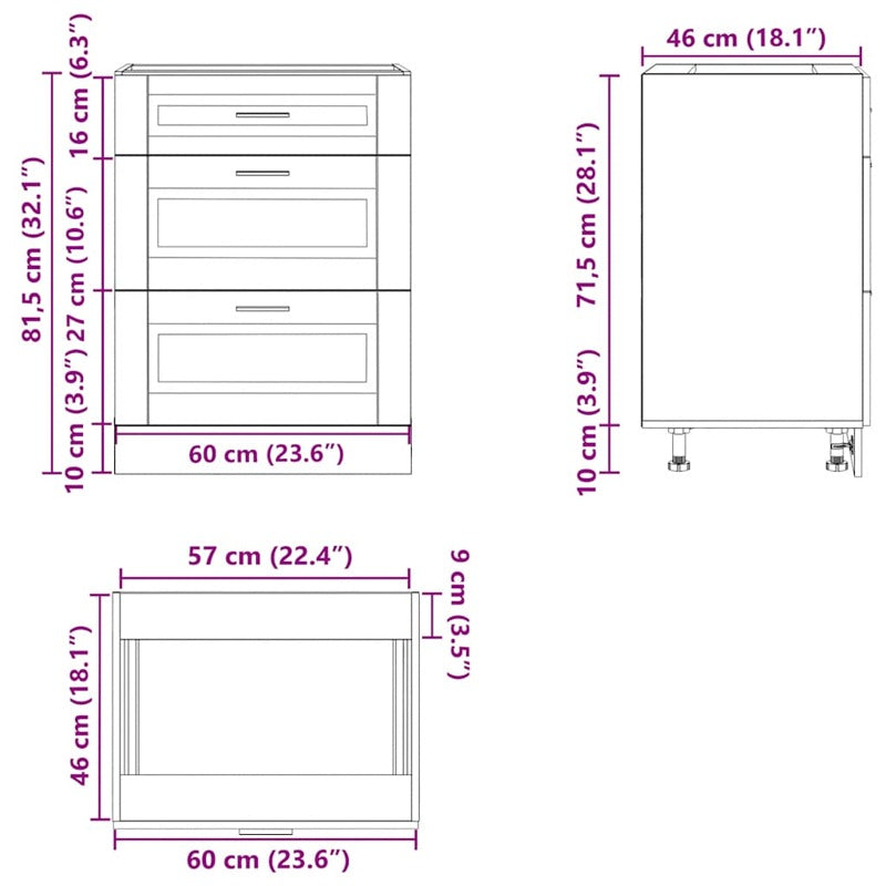 vidaXL Kitchen Base Cabinet Porto Sonoma Oak Engineered Wood