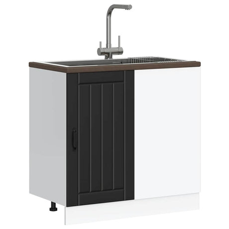 vidaXL Sink Base Cabinet Lucca Black Engineered Wood