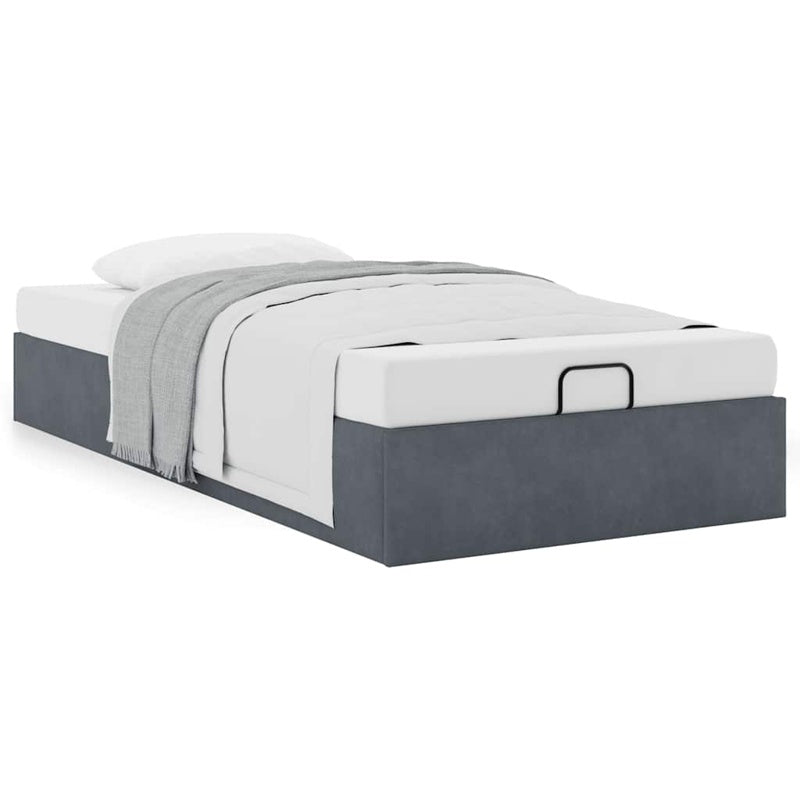 vidaXL Ottoman Bed Frame No Mattress Dark Grey Single Velvet