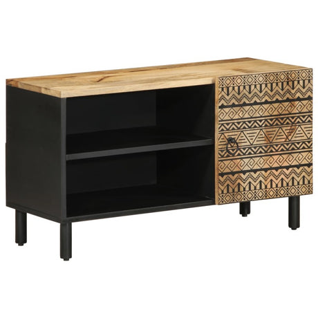 vidaXL TV Cabinet Black 80x33.5x46 cm Solid Rough Wood Mango