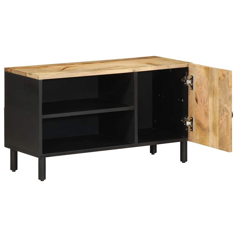 vidaXL TV Cabinet Black 80x33.5x46 cm Solid Rough Wood Mango