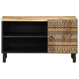 vidaXL TV Cabinet Black 80x33.5x46 cm Solid Rough Wood Mango