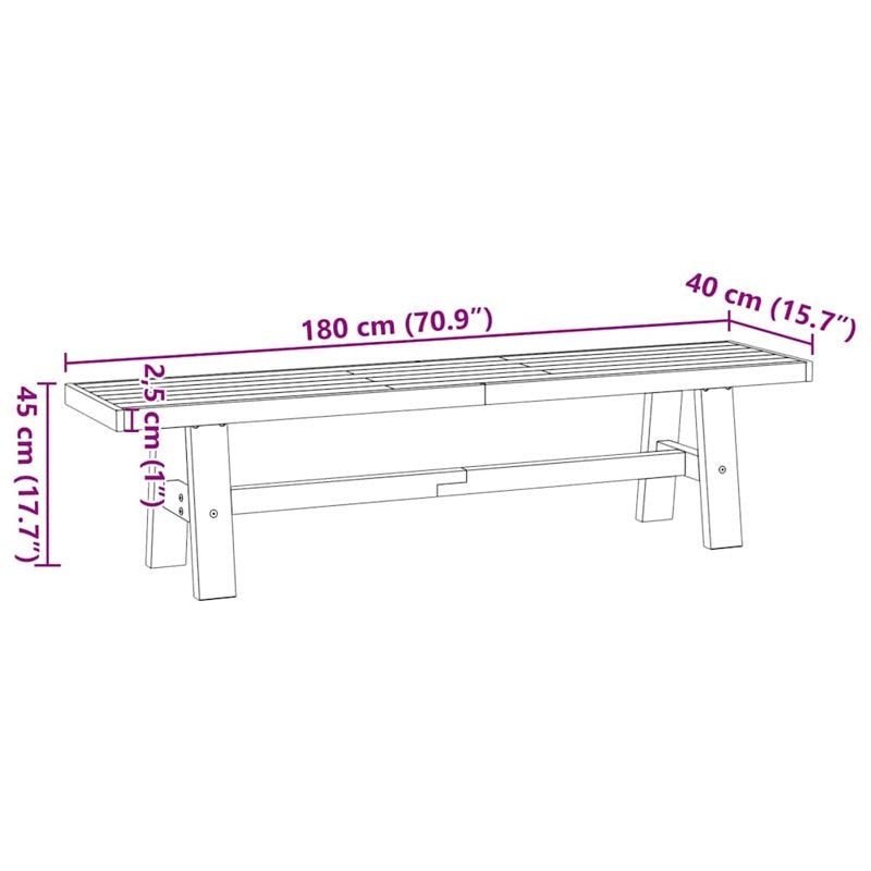 vidaXL Dining Bench NOAIN A-Shaped Legs 180x40x45 cm Solid Wood Pine