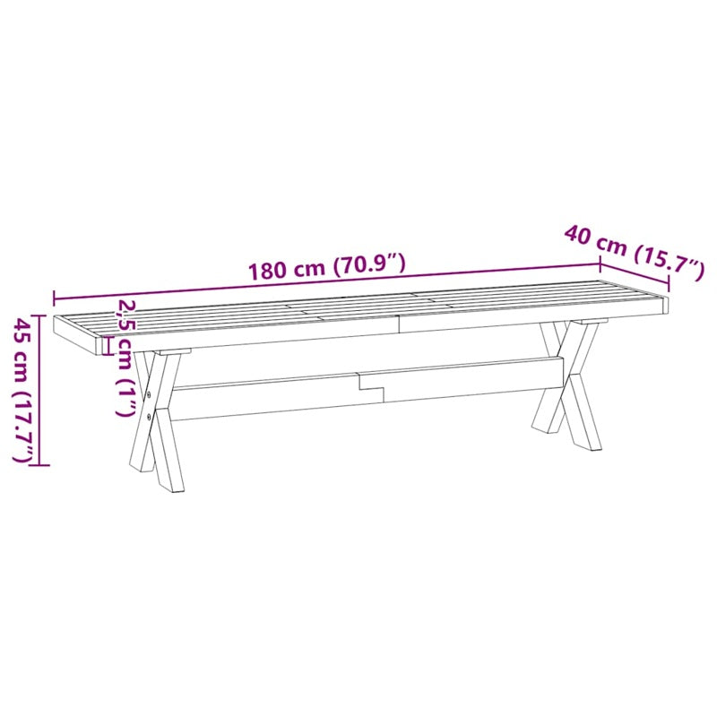 vidaXL Dining Bench NOAIN X-Shaped Legs 180x40x45 cm Solid Wood Pine