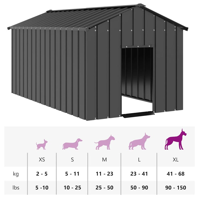 vidaXL Dog House with Roof 114x202x101 cm Galvanised Steel