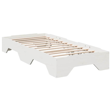 vidaXL Bed Frame No Mattress Stackable White 100x200 cm Solid Wood