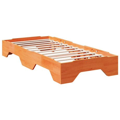 vidaXL Bed Frame No Mattress Stackable Wax Brown 100x200 cm Solid Wood