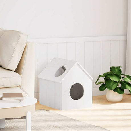 vidaXL Cat House White 41x50x50 cm Solid Wood Pine