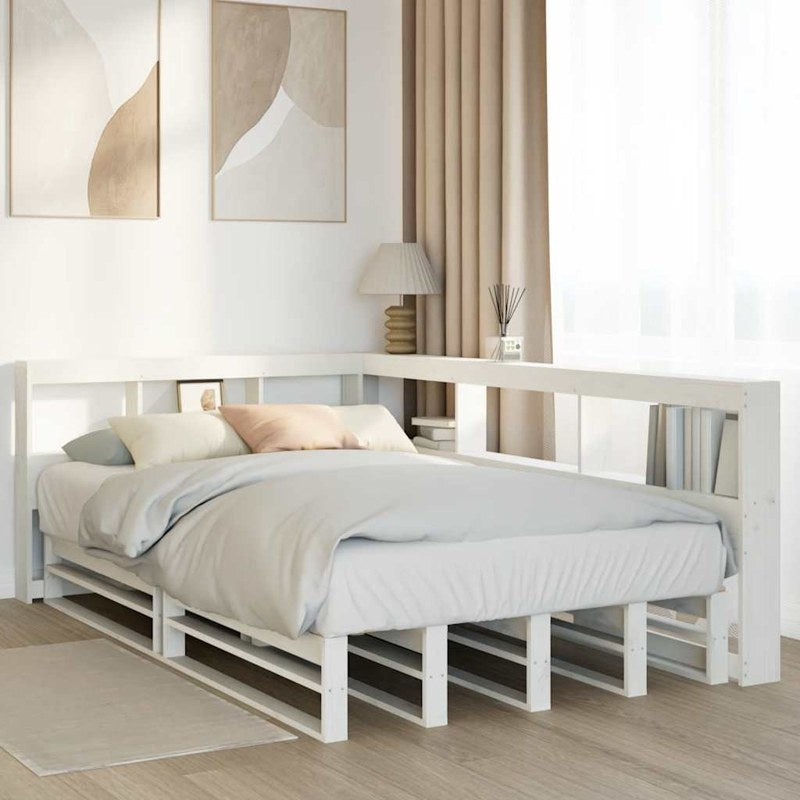 vidaXL Bookcase Bed without Mattress White 120x200cm Solid Wood Pine