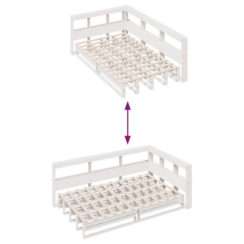 vidaXL Bookcase Bed without Mattress White 120x200cm Solid Wood Pine