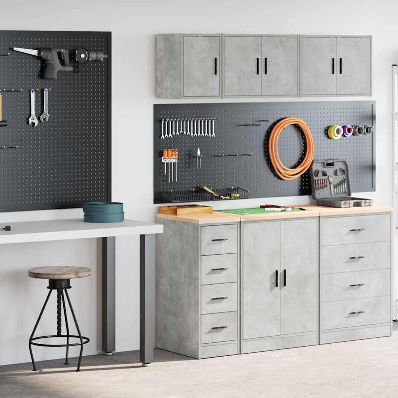 vidaXL Garage Cabinets 2 pcs Concrete Grey Engineered Wood