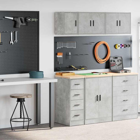 vidaXL Garage Cabinets 2 pcs Concrete Grey Engineered Wood