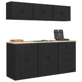 vidaXL Garage Cabinets 6 pcs Black Engineered Wood