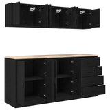 vidaXL Garage Cabinets 6 pcs Black Engineered Wood