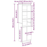 vidaXL Highboard Black Oak 50x35x180 cm Engineered Wood