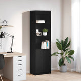 vidaXL Highboard Black Oak 50x35x180 cm Engineered Wood