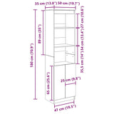 vidaXL Highboard Grey Sonoma 50x35x180 cm Engineered Wood