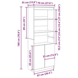 vidaXL Highboard White 70x35x180 cm Engineered Wood