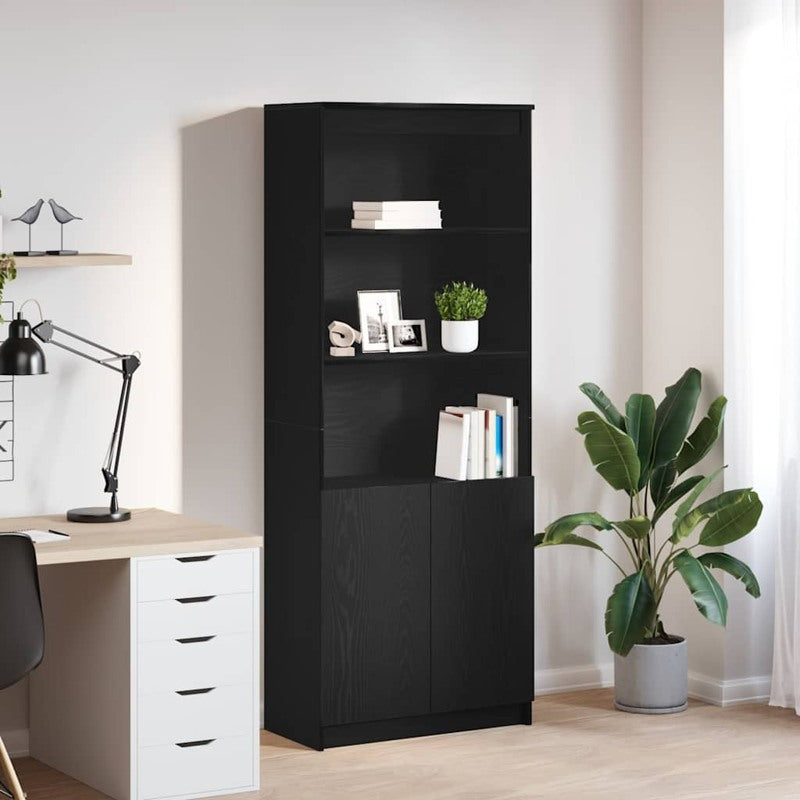 vidaXL Highboard Black Oak 70x35x180 cm Engineered Wood