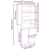 vidaXL Highboard Old Wood 70x35x180 cm Engineered Wood